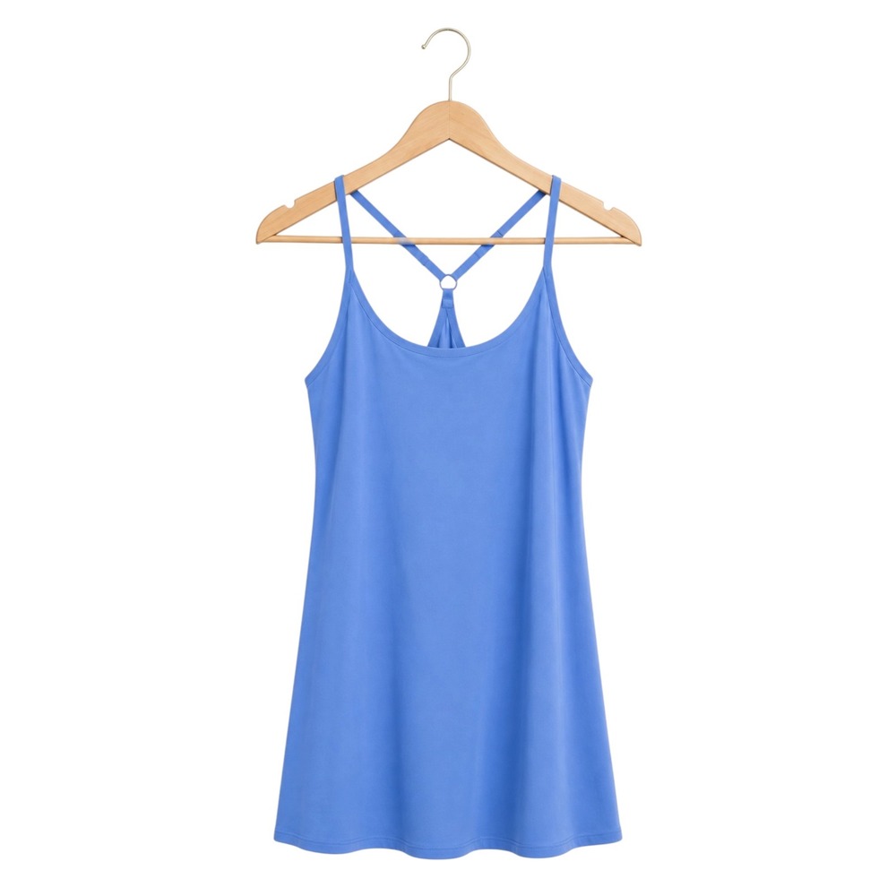 Outdoor Voices The Exercise Dress Blue Medium Built-in Shorts Pockets Tennis